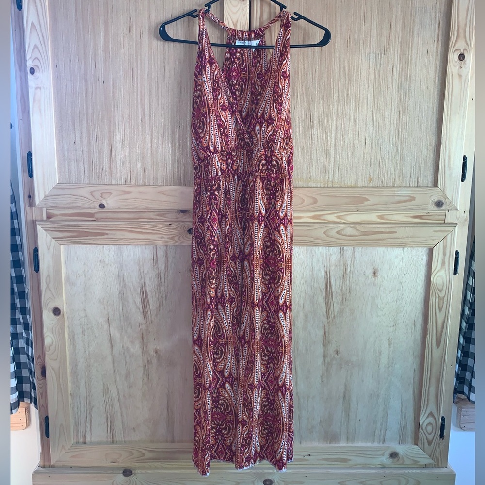 Allison Brittney paisley printed built-in bra modest sun dress size M